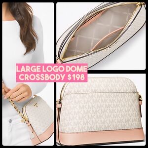 Michael Kors Cream and Tan Crossbody Bag with Gold Hardware